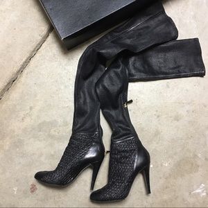 Authentic Thigh-High Quilted Chanel Boots